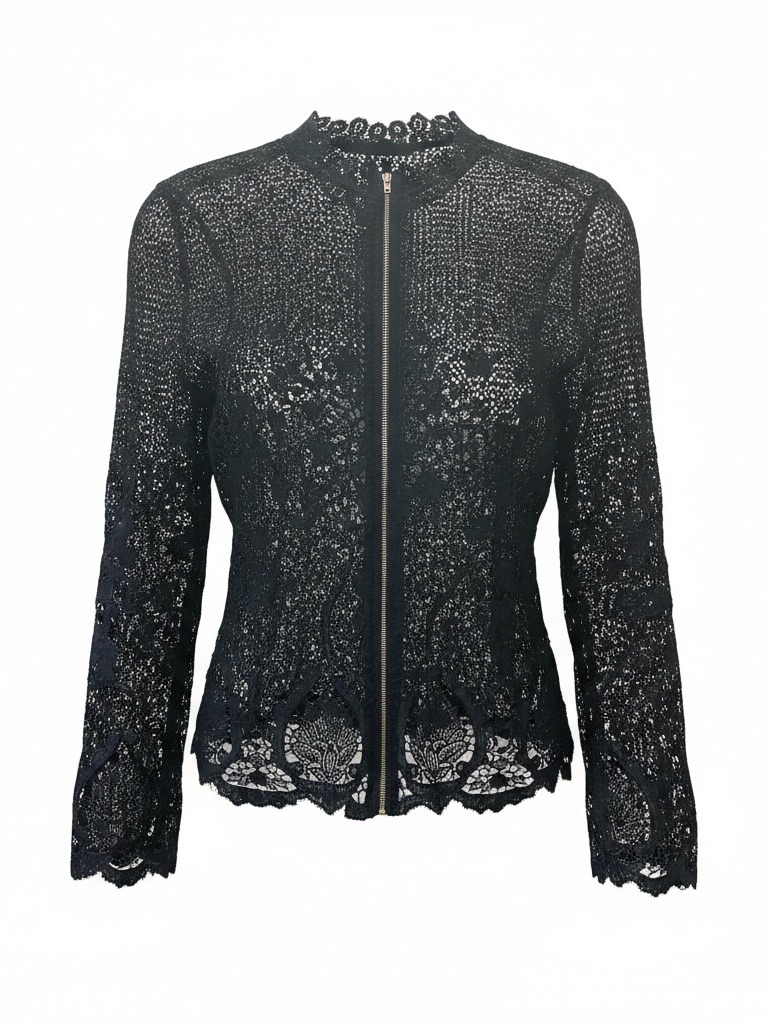 Sheer Black Lace Capelet Top